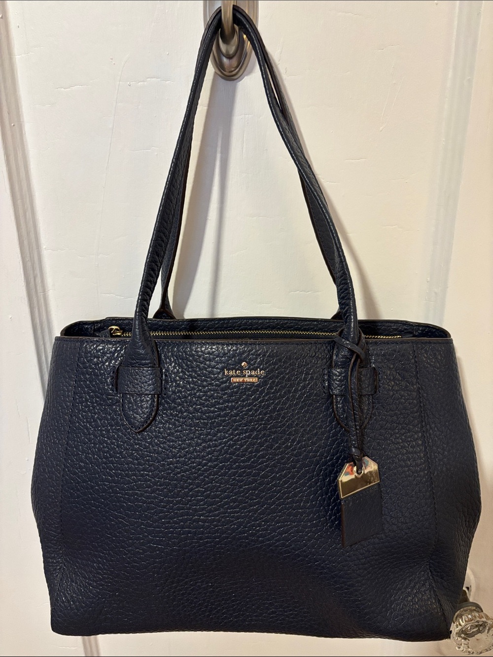 Kate Spade Navy Pebbled Leather Tote Bag